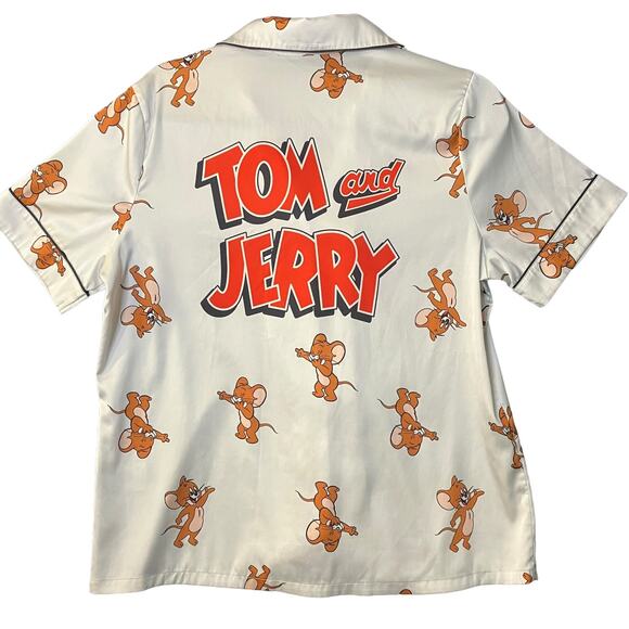 Tom and Jerry Women's Satin Button Down Pajama Top Size XL - Picture 2 of 4